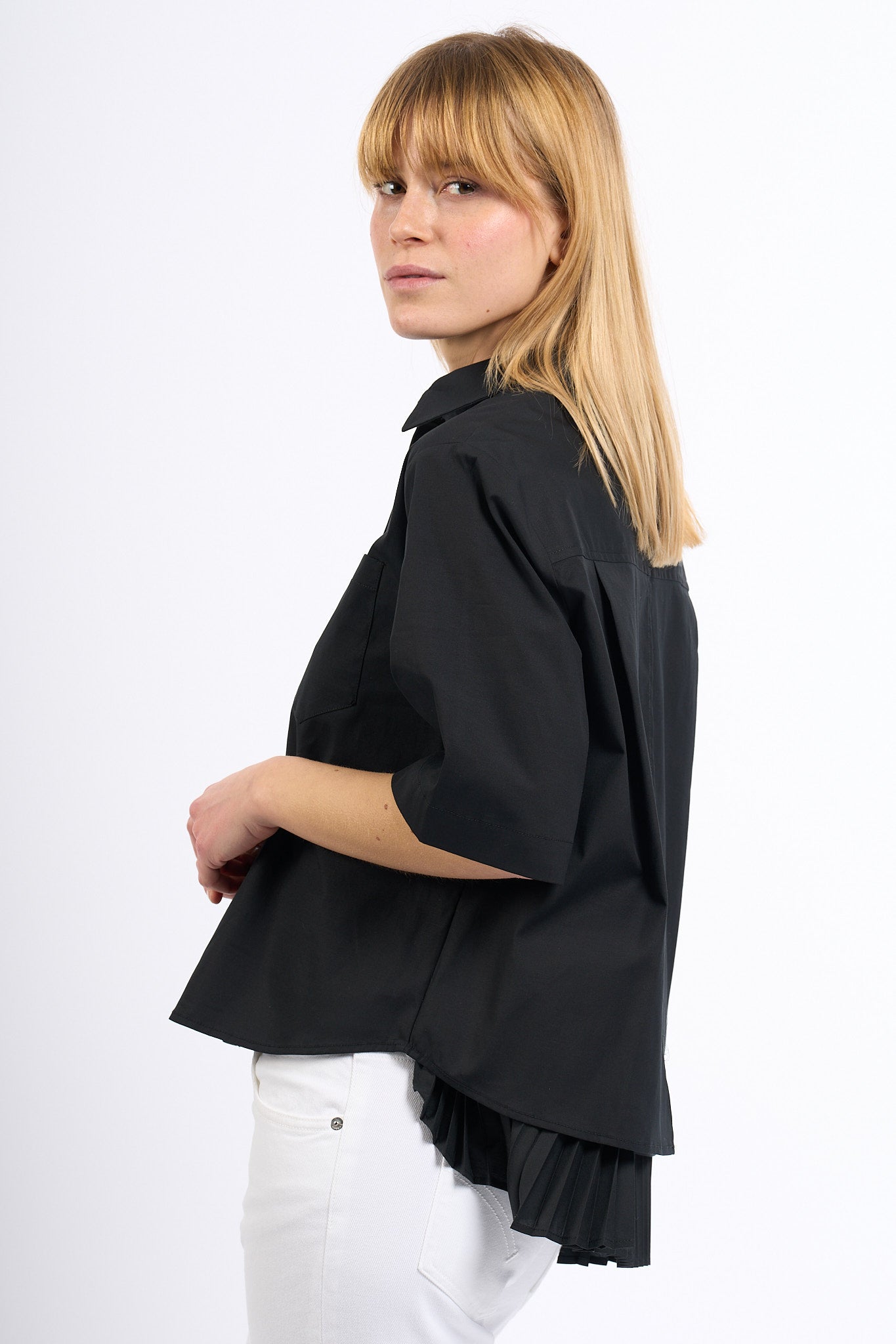 Semicouture Camicia DOMINGA Plissè Nero Donna-2