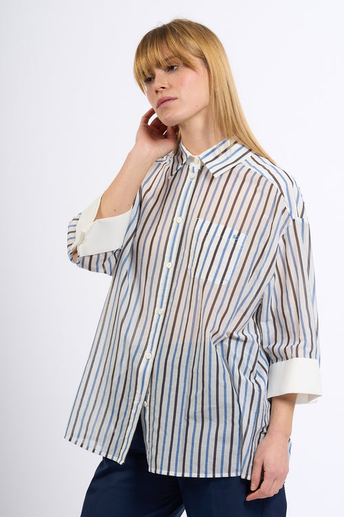 Semicouture Camicia GRACIA in Mussola Blu/Cacao Donna