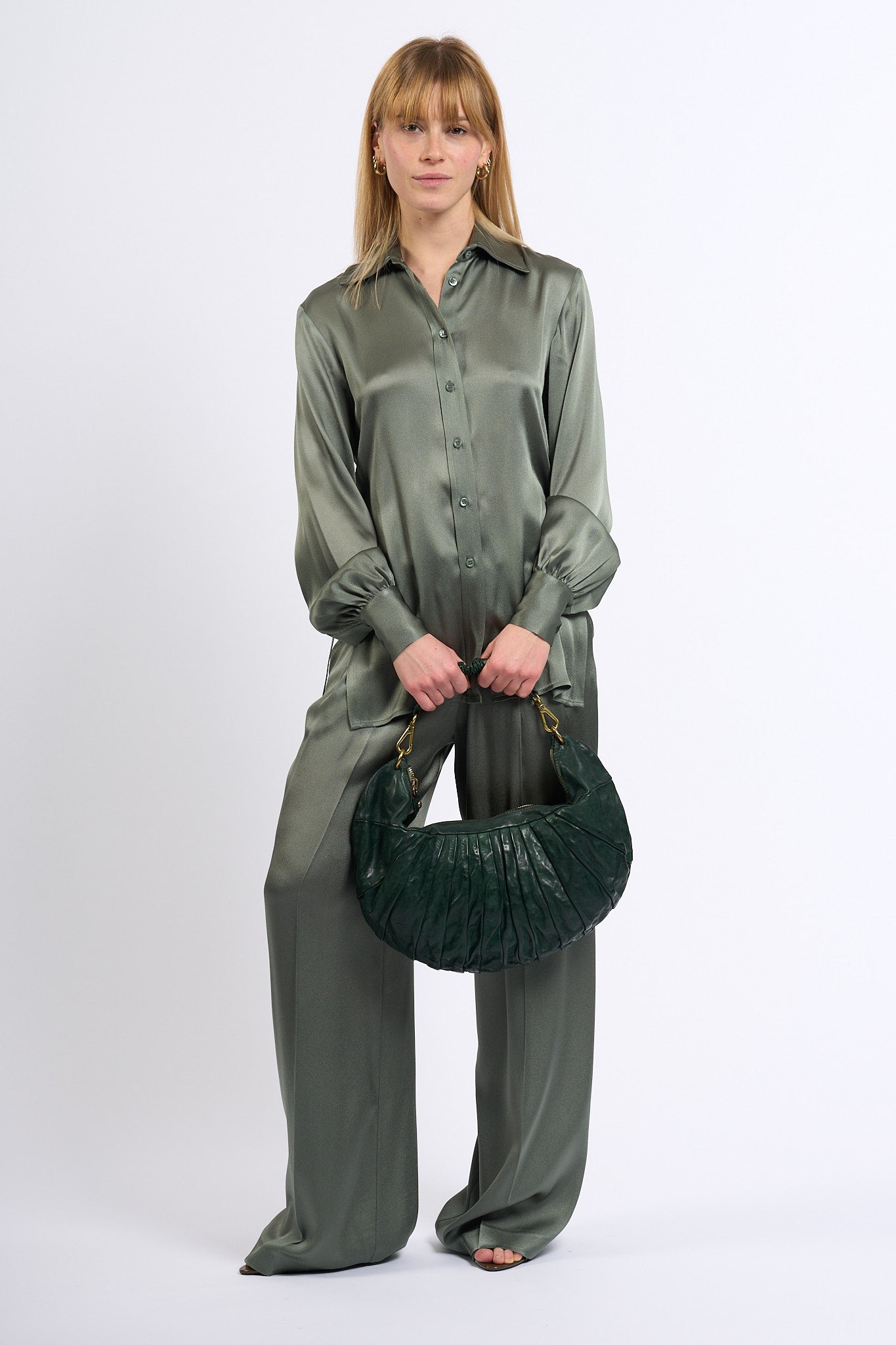 Semicouture Camicia JUANA misto Seta Verde Donna-7