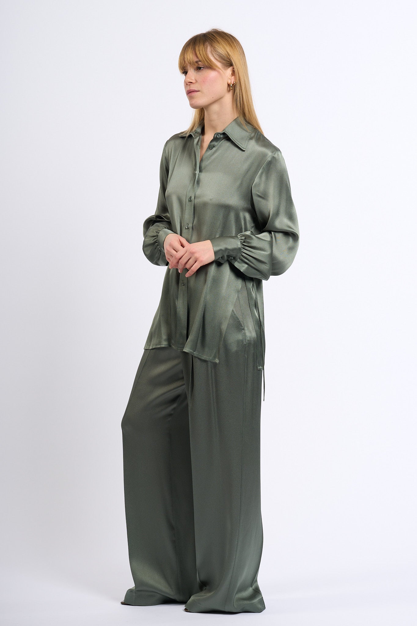 Semicouture Camicia JUANA misto Seta Verde Donna-2