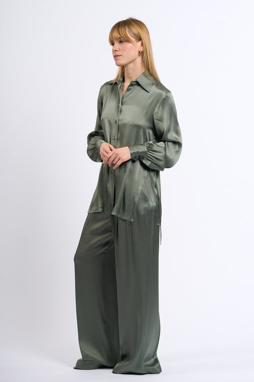 Semicouture Camicia JUANA misto Seta Verde Donna-2