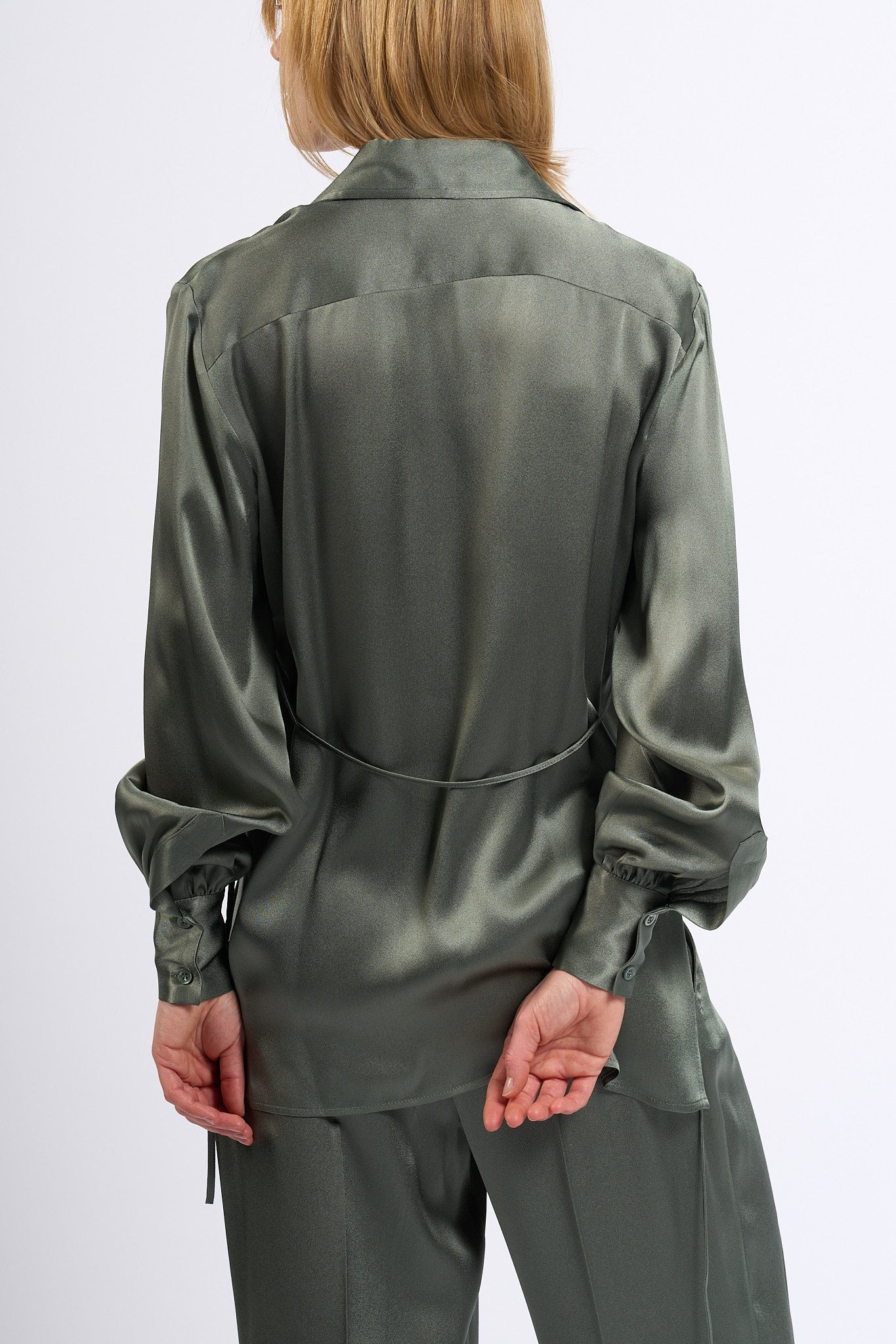 Semicouture Camicia JUANA misto Seta Verde Donna-5