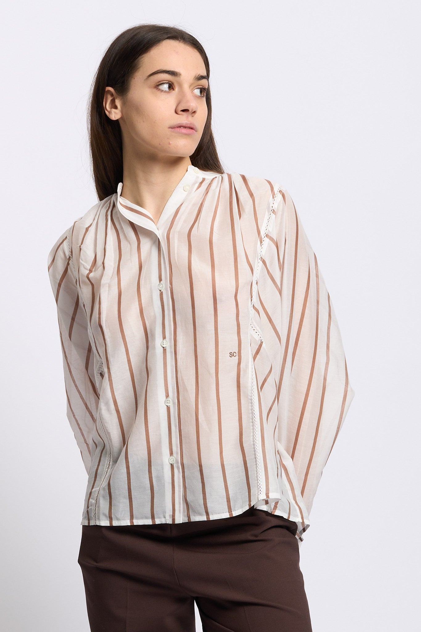 Semicouture Camicia Lola Bianco/Sabbia Donna-1