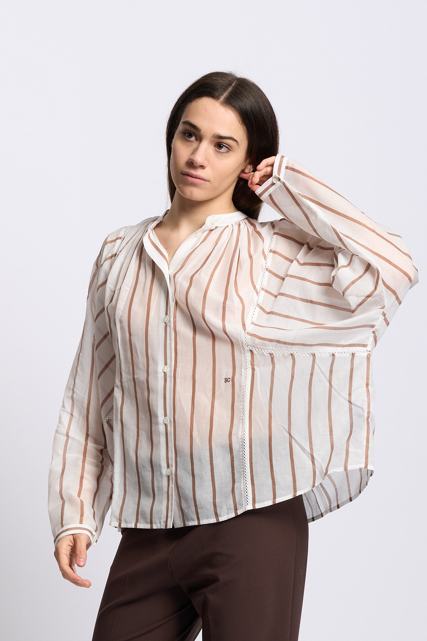 Semicouture Camicia Lola Bianco/Sabbia Donna-3