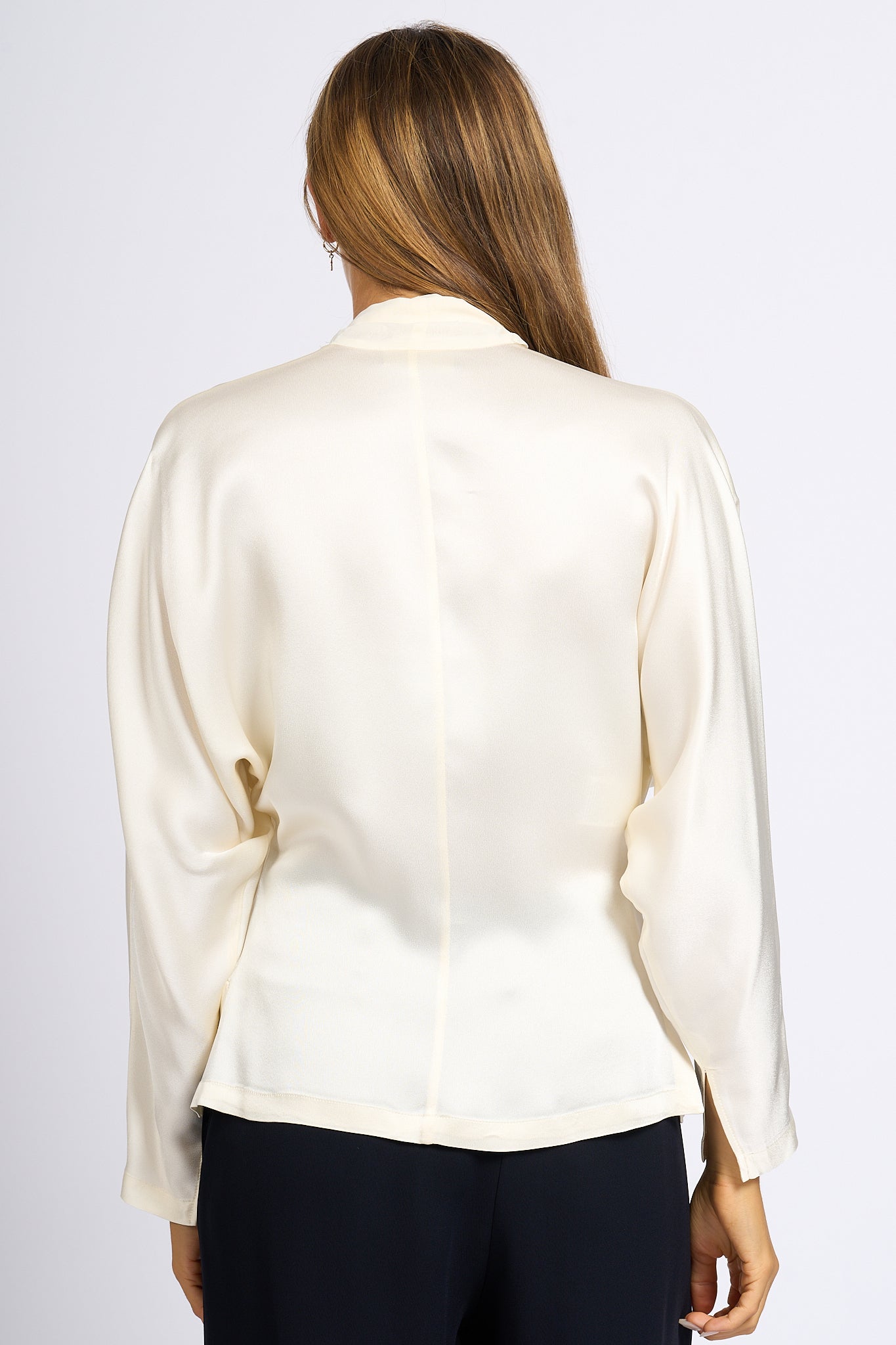 Semicouture Cream Satin Shirt Women-4