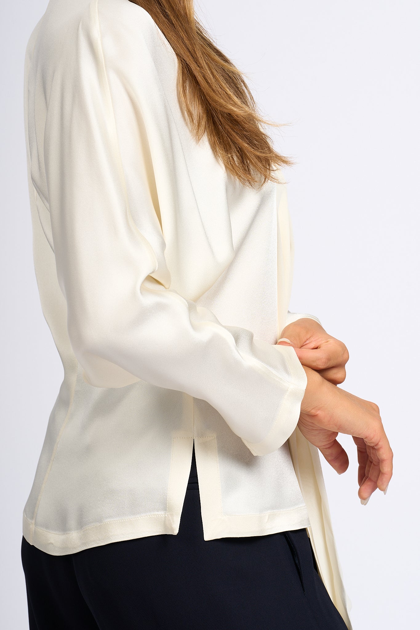 Semicouture Cream Satin Shirt Women-5