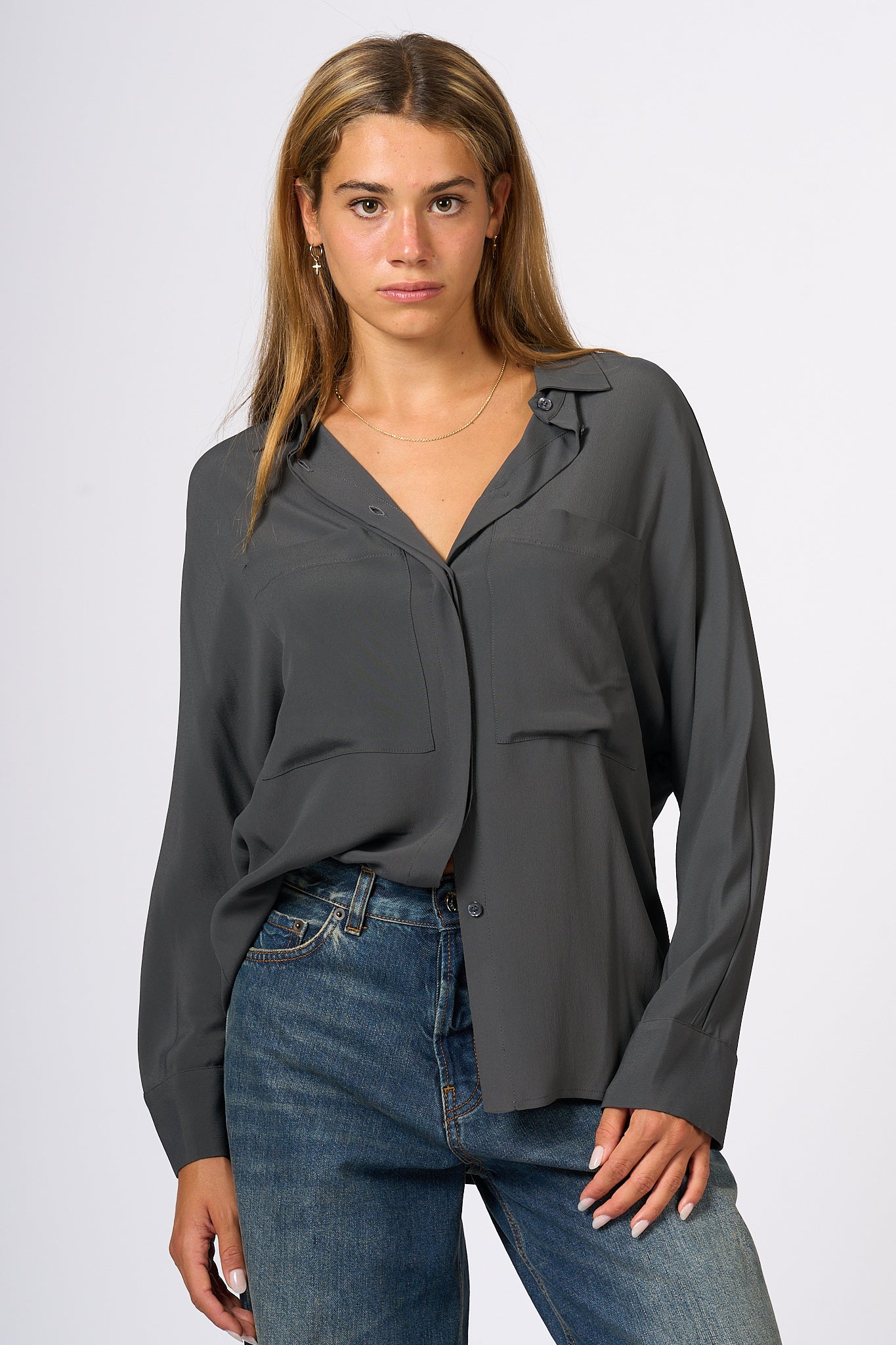 Semicouture Camicia Tasche Antracite Donna-1