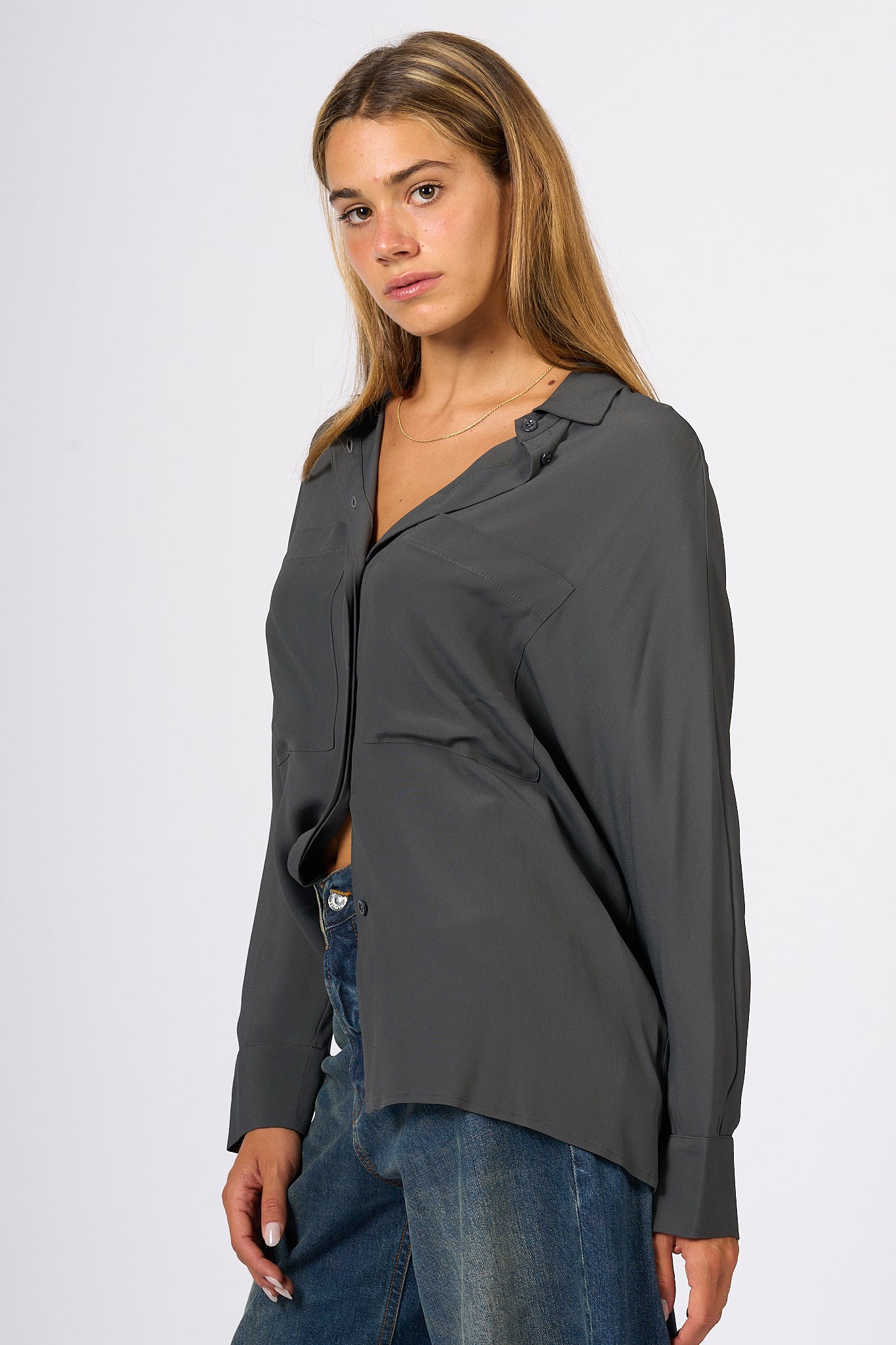 Semicouture Camicia Tasche Antracite Donna-5