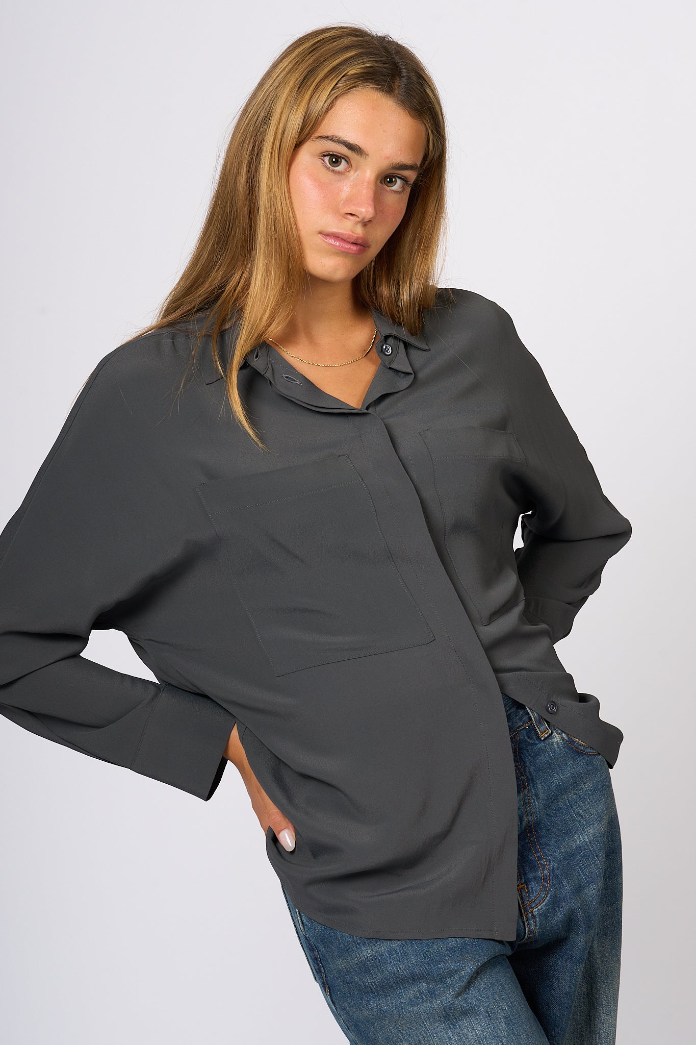 Semicouture Camicia Tasche Antracite Donna-8