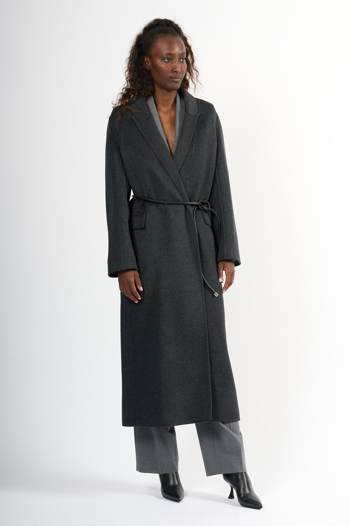 Semicouture Cappotto Consuelo Lungo Antracite Donna-5