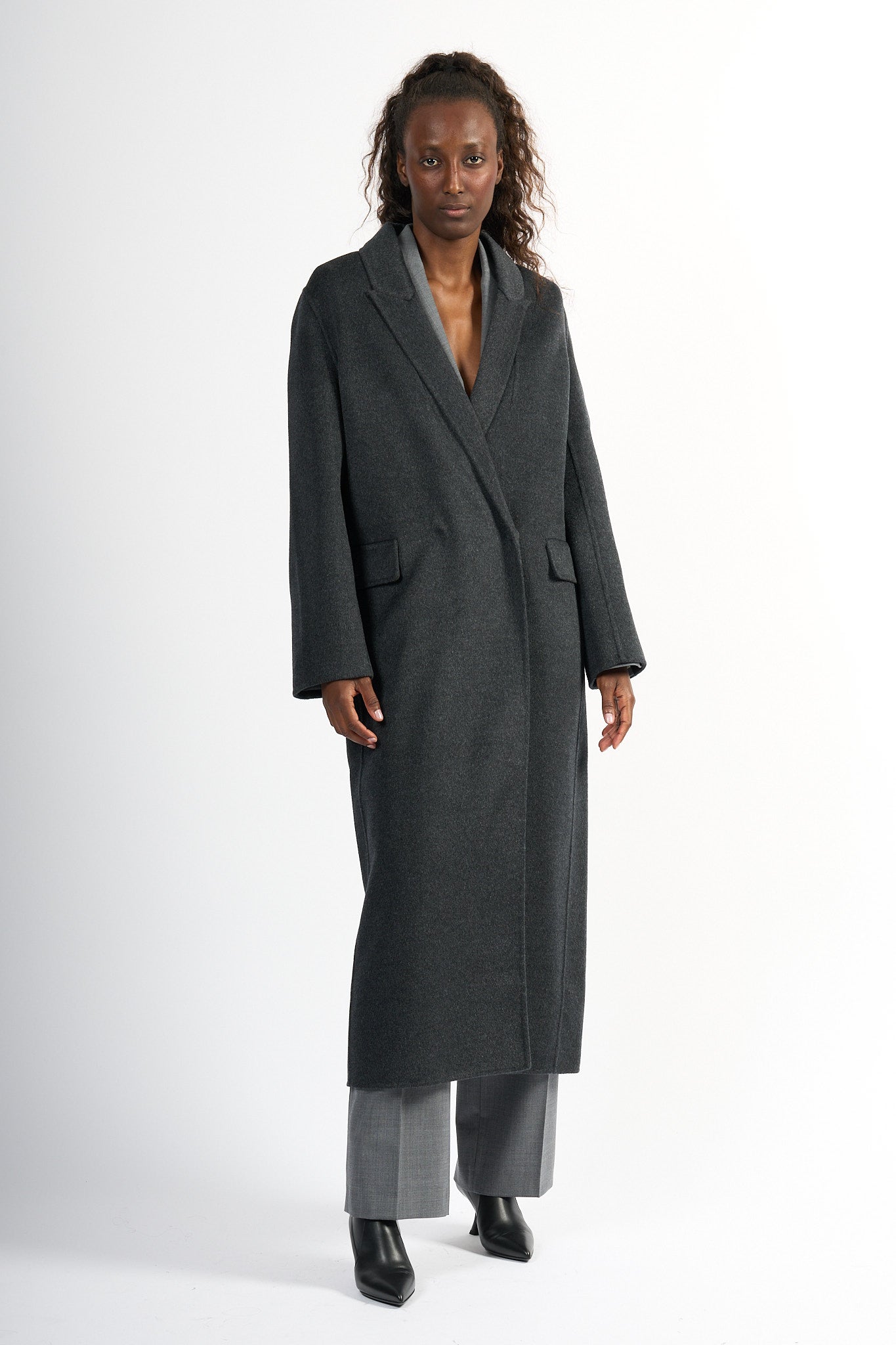 Semicouture Cappotto Consuelo Lungo Antracite Donna-7