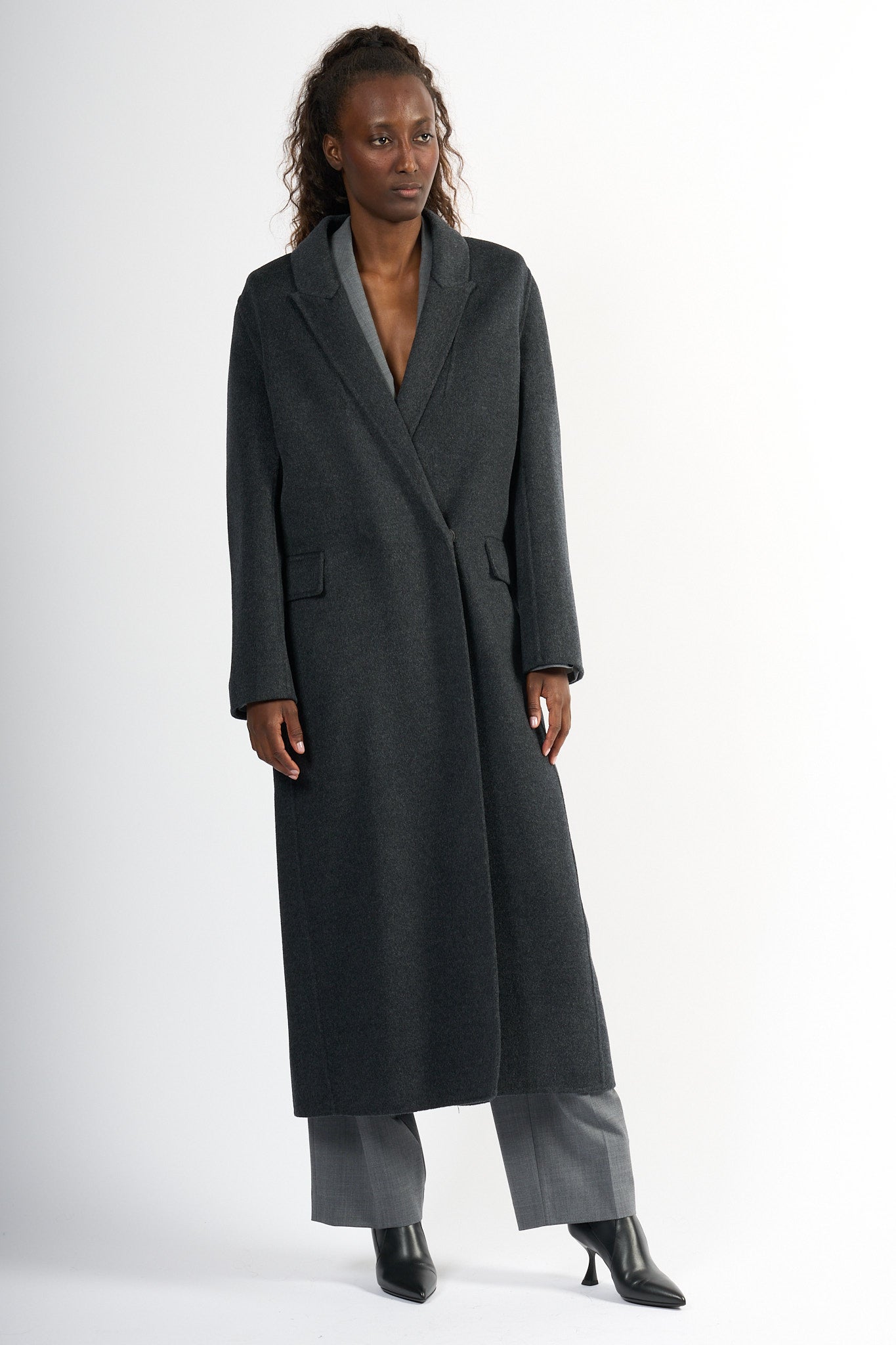 Semicouture Cappotto Consuelo Lungo Antracite Donna-8