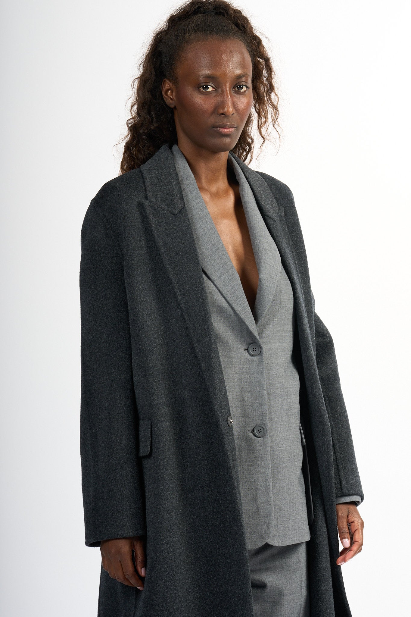 Semicouture Cappotto Consuelo Lungo Antracite Donna-6