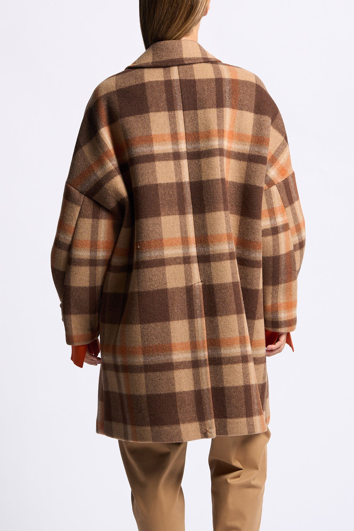 Semicouture Cappotto Naomi Check Marrone Donna-4