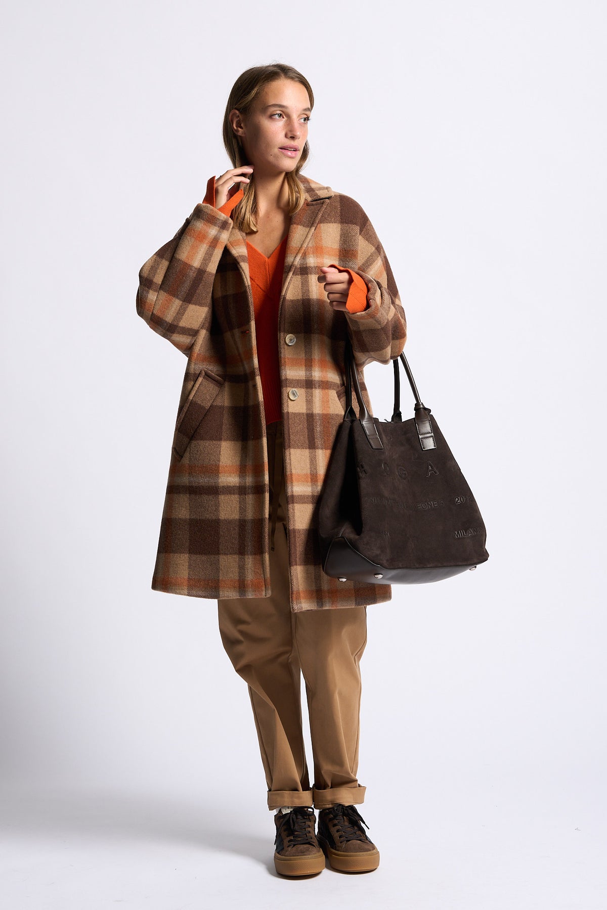 Semicouture Cappotto Naomi Check Marrone Donna-1