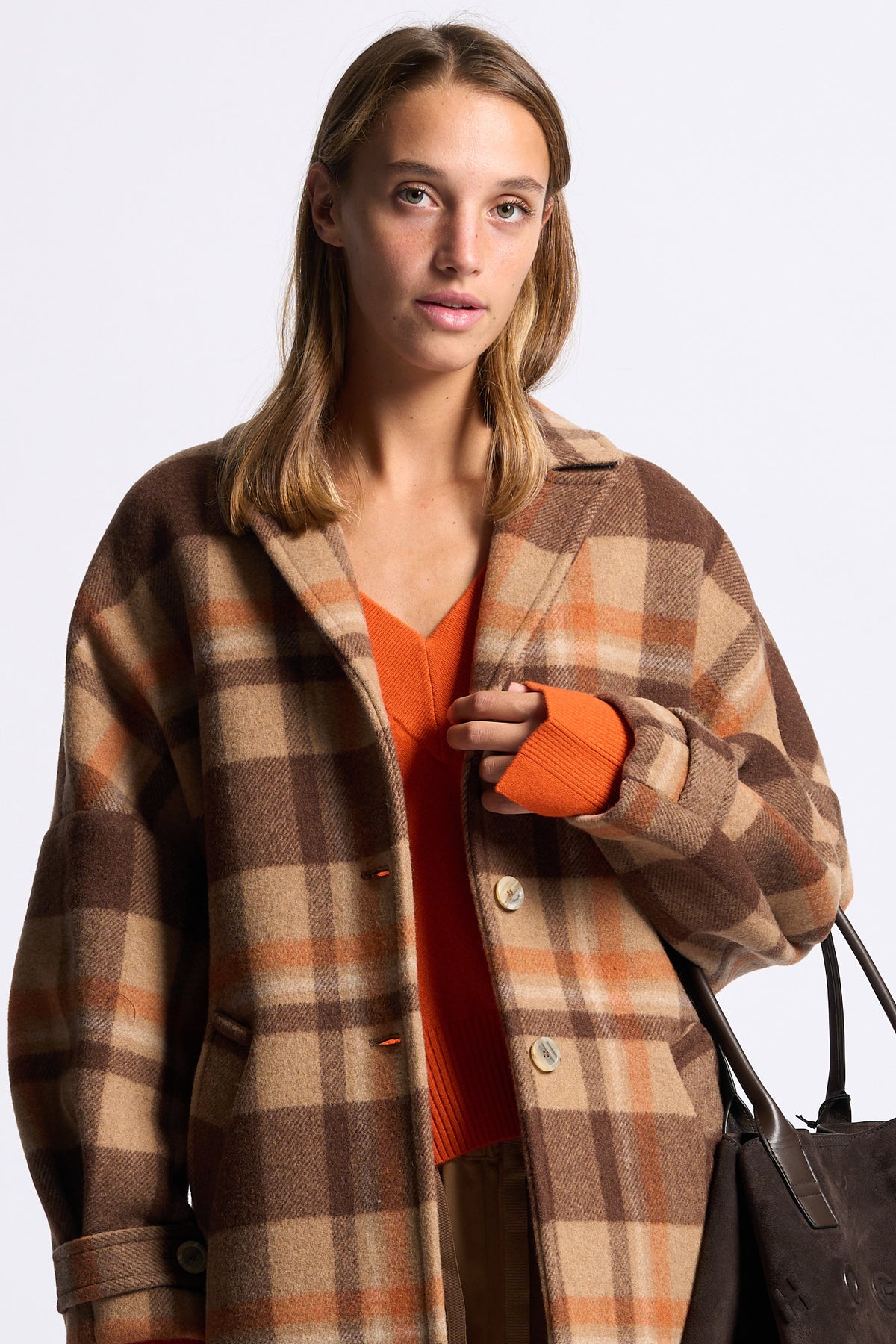 Semicouture Cappotto Naomi Check Marrone Donna-9