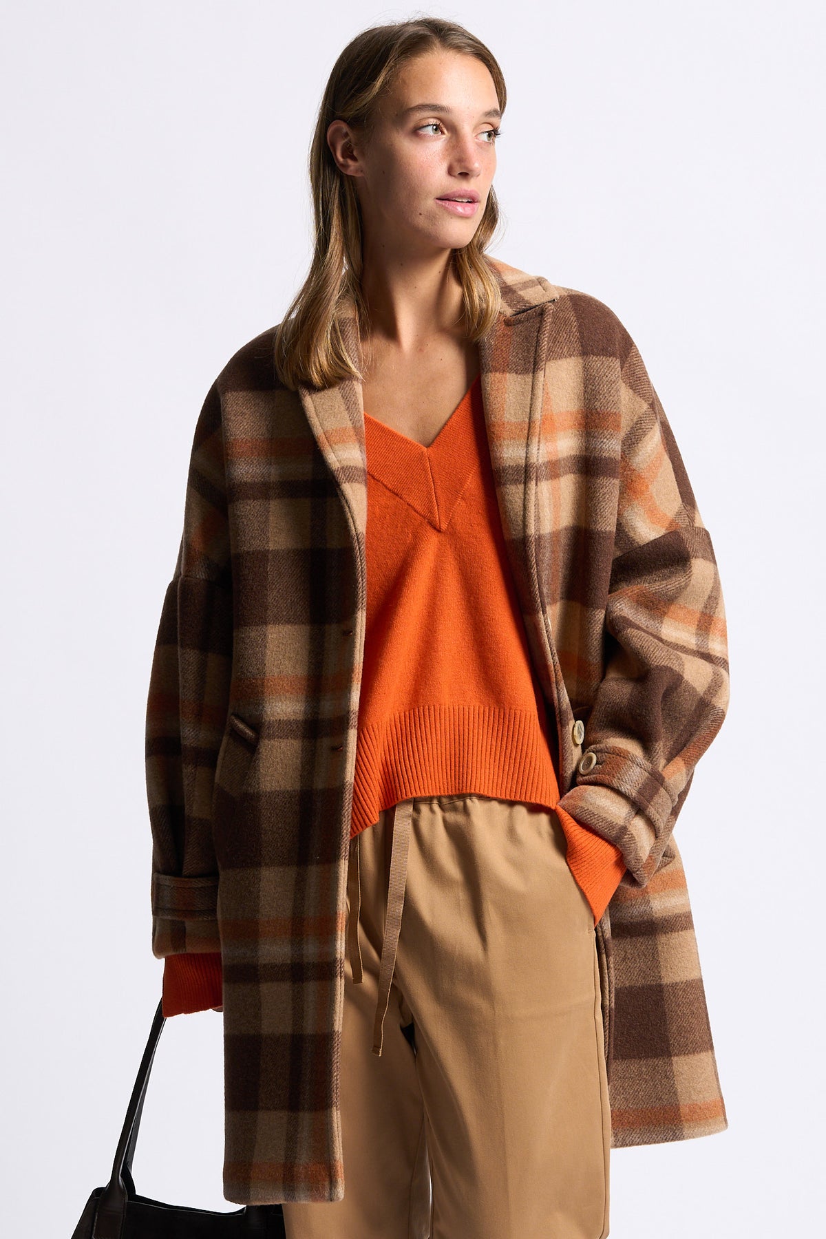 Semicouture Cappotto Naomi Check Marrone Donna-2