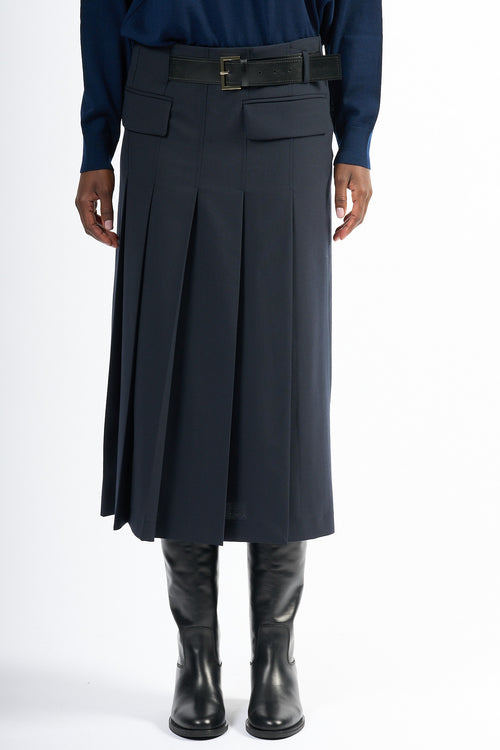 Semicouture Gonna Tracy A Pieghe Blu Donna-2