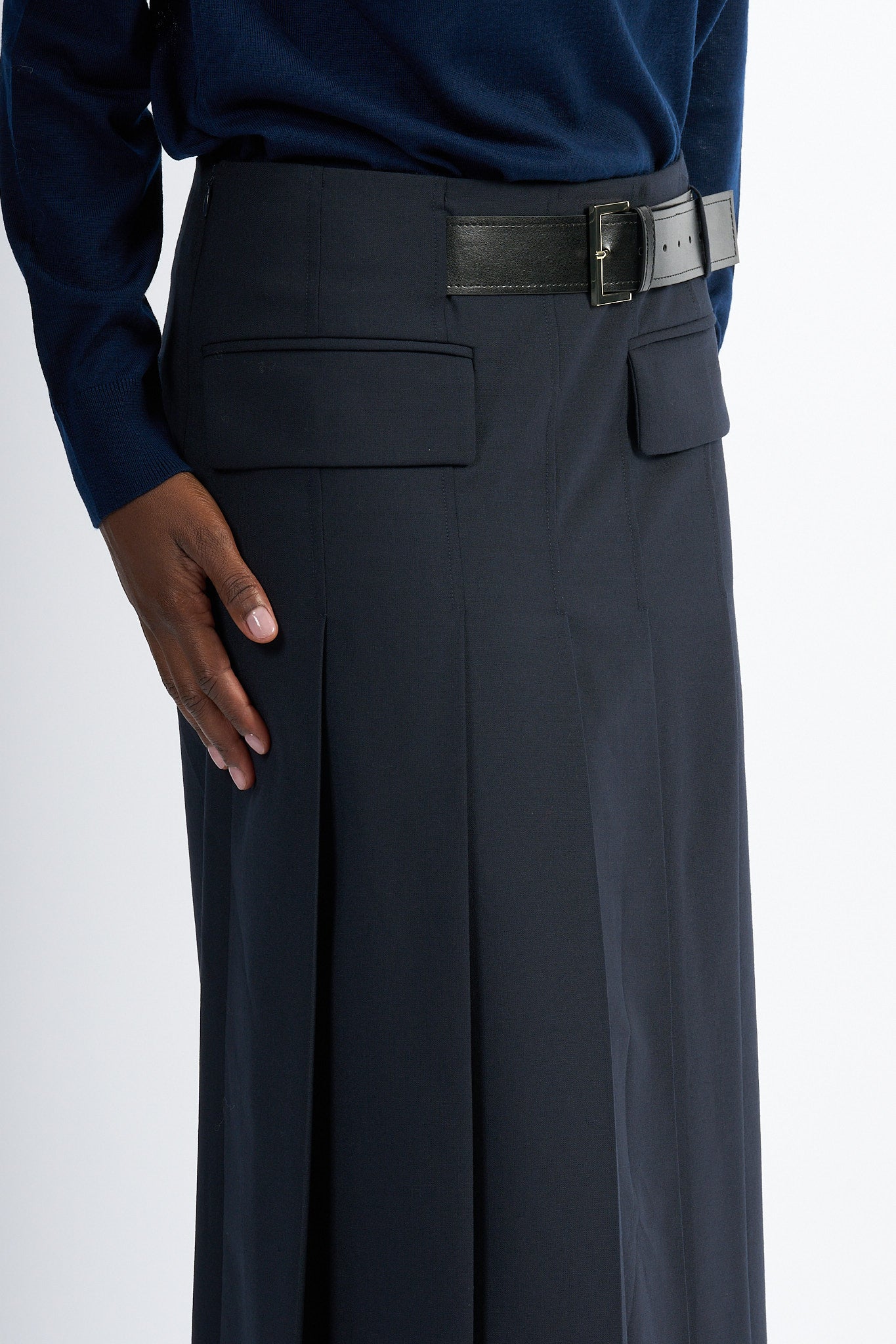 Semicouture Gonna Tracy A Pieghe Blu Donna-6
