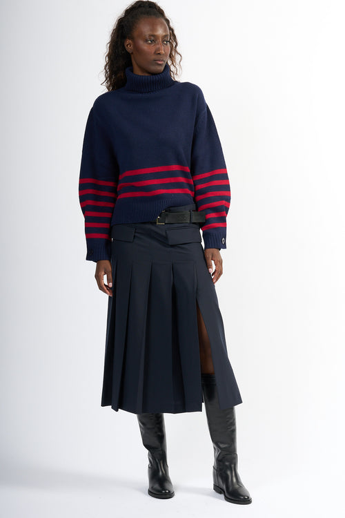 Semicouture Gonna Tracy A Pieghe Blu Donna