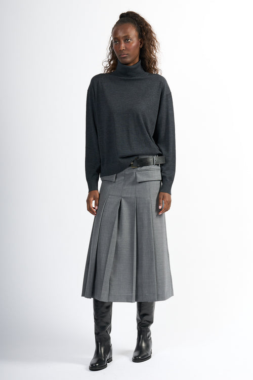Semicouture Gonna Tracy A Pieghe Grigio Donna-2