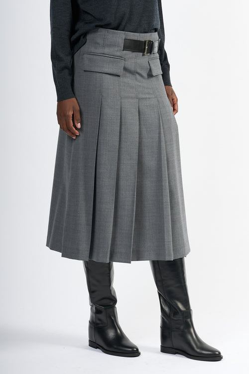 Semicouture Gonna Tracy A Pieghe Grigio Donna
