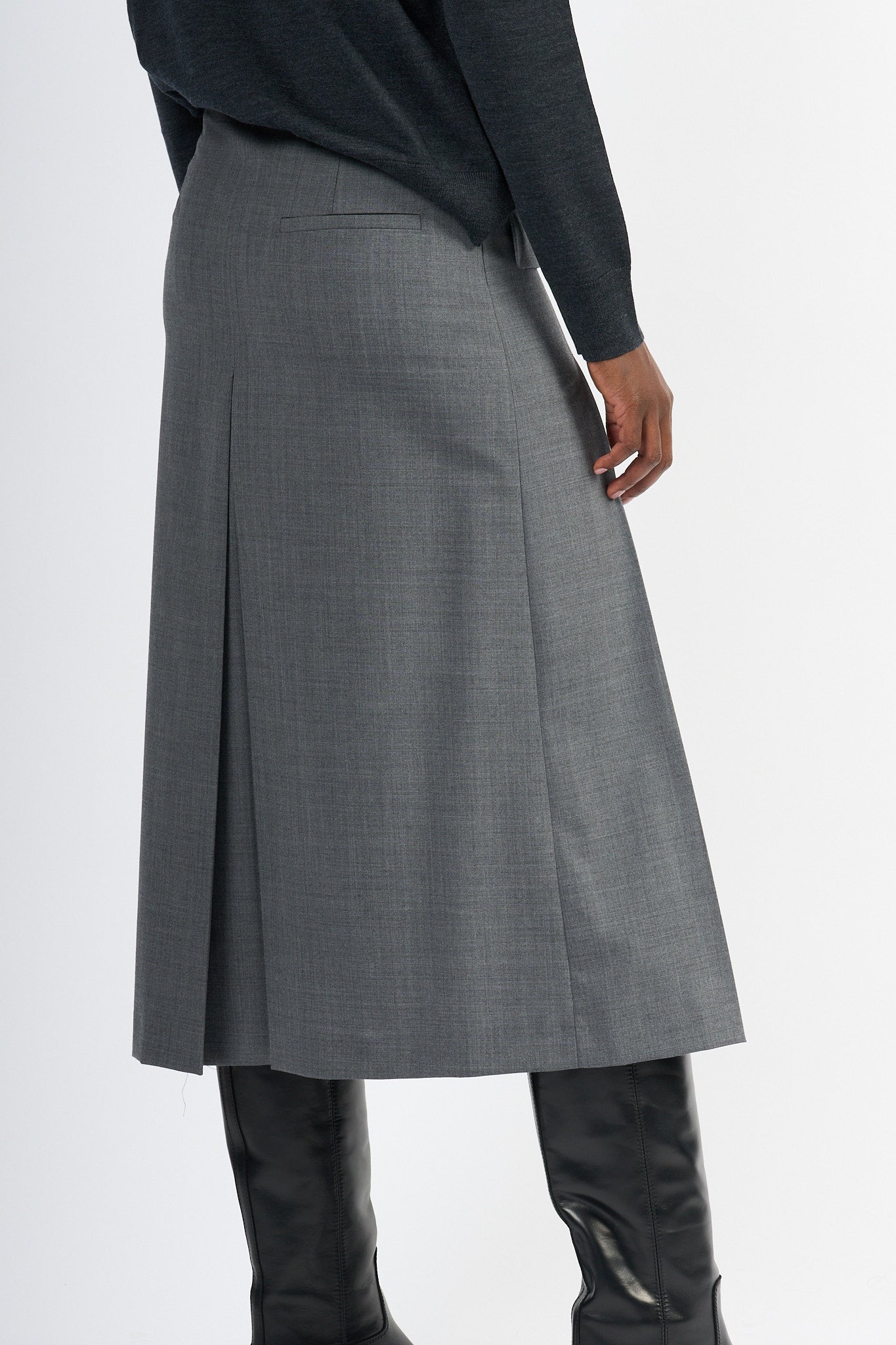Semicouture Gonna Tracy A Pieghe Grigio Donna-4