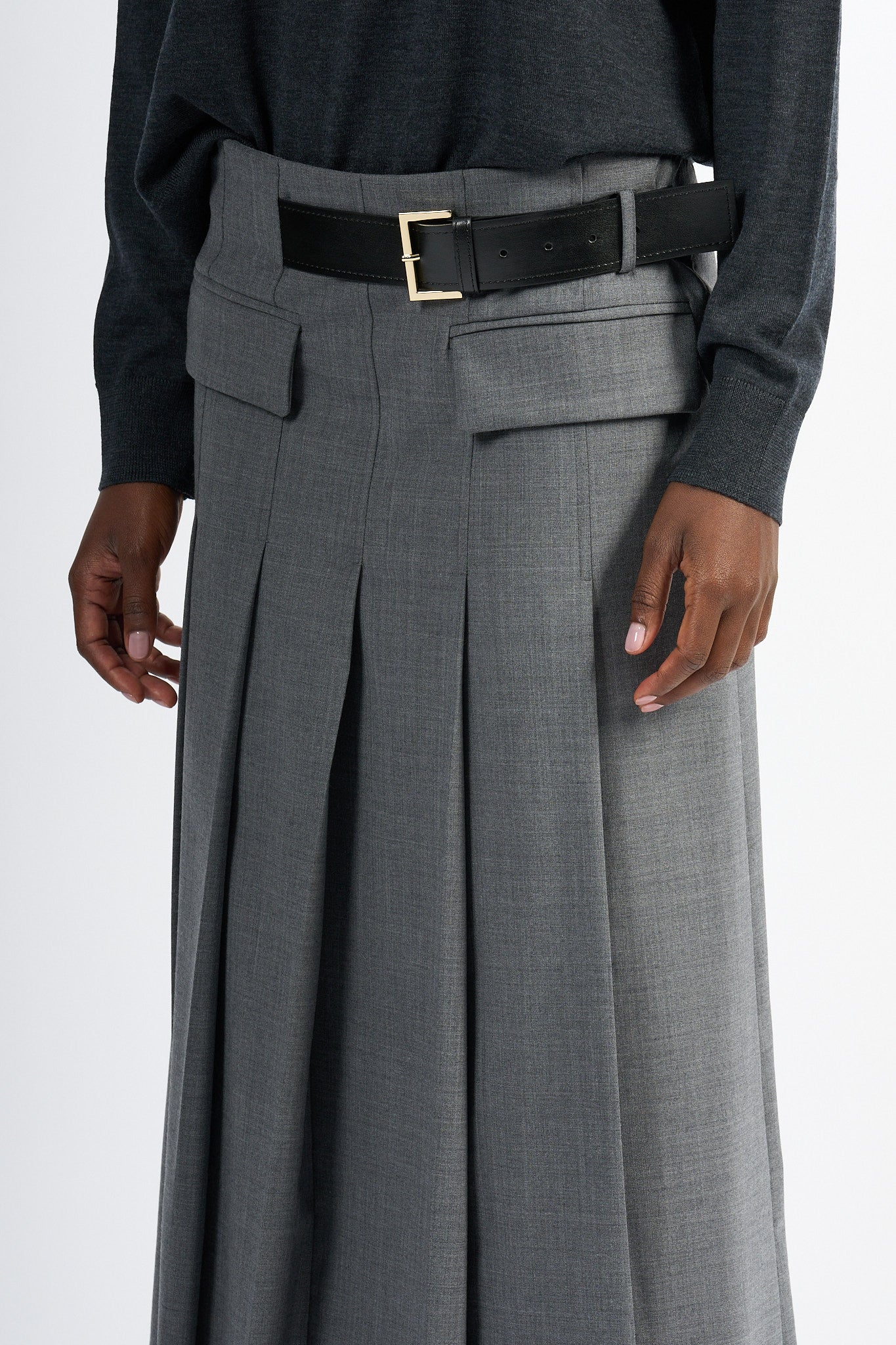 Semicouture Gonna Tracy A Pieghe Grigio Donna-5