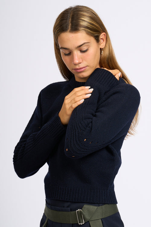 Semicouture Blue Back Neck Sweater Women