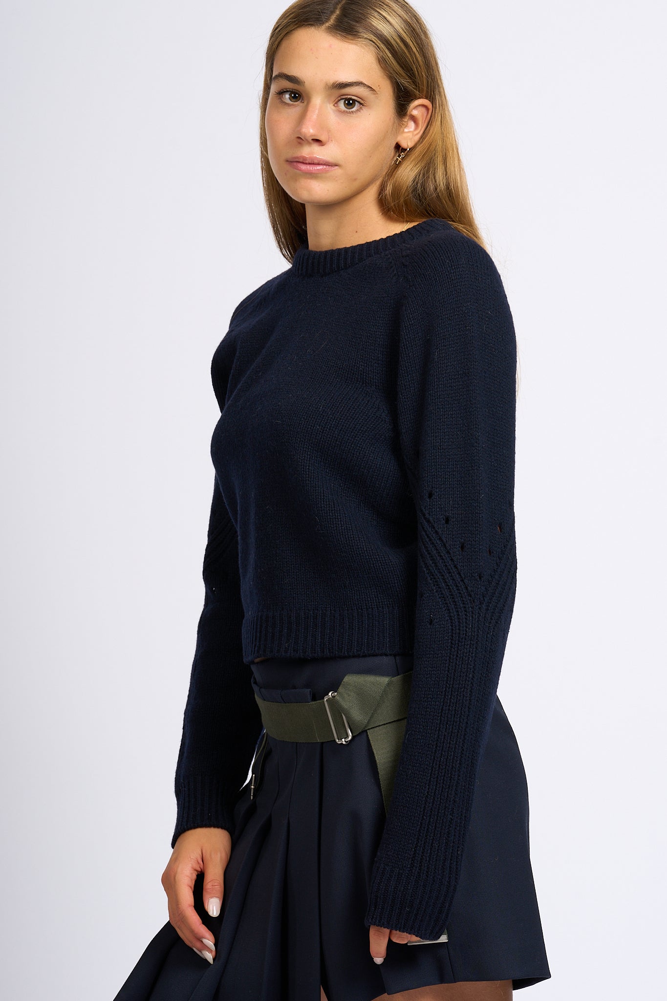 Semicouture Blue Back Neck Sweater Women-3