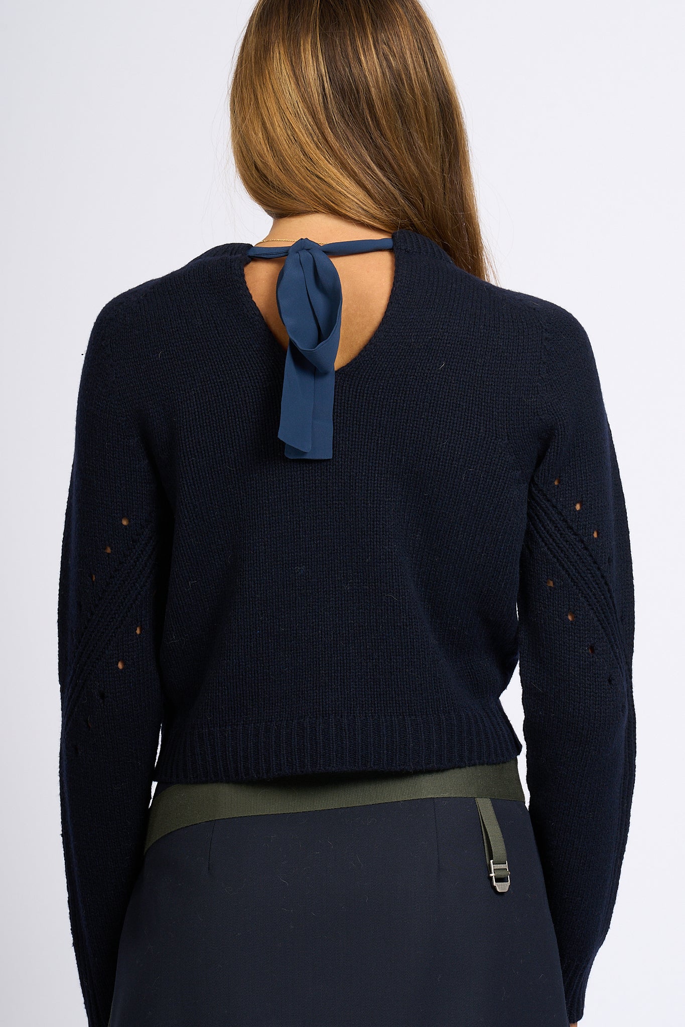 Semicouture Blue Back Neck Sweater Women-4