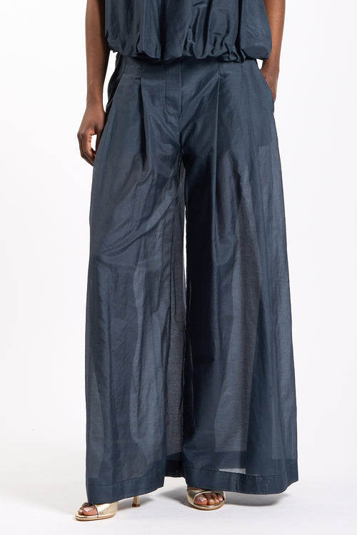 Semicouture Pantalone Ampio Debbie Blu Donna