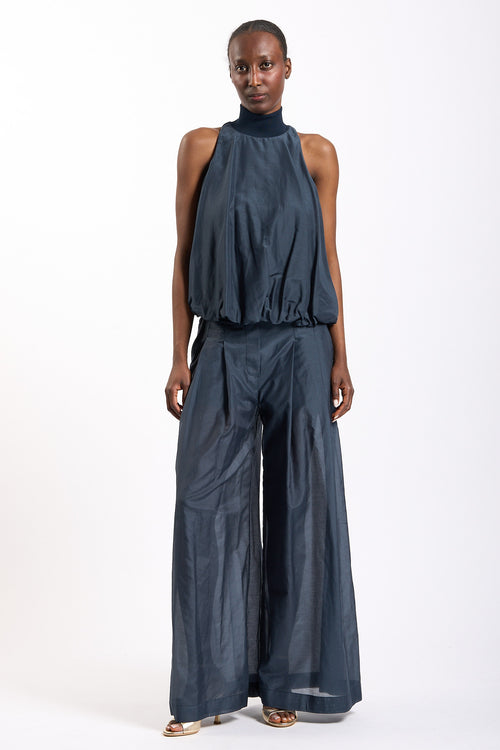 Semicouture Pantalone Ampio Debbie Blu Donna-2
