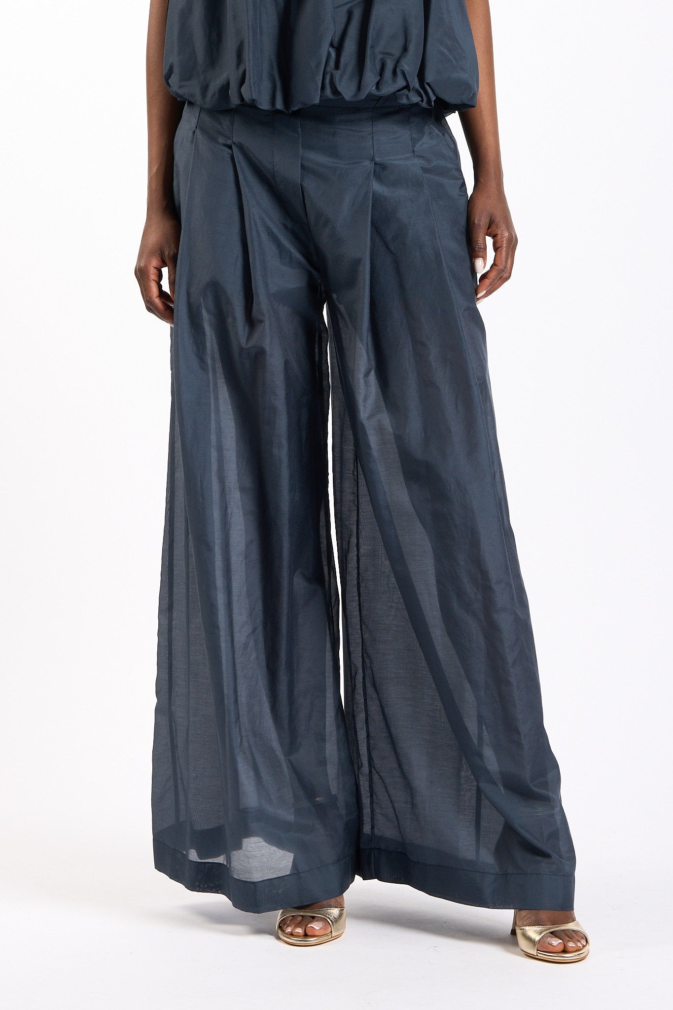 Semicouture Pantalone Ampio Debbie Blu Donna-3