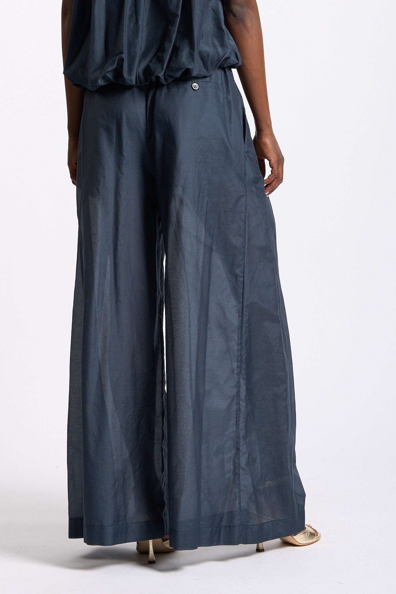 Semicouture Pantalone Ampio Debbie Blu Donna-7