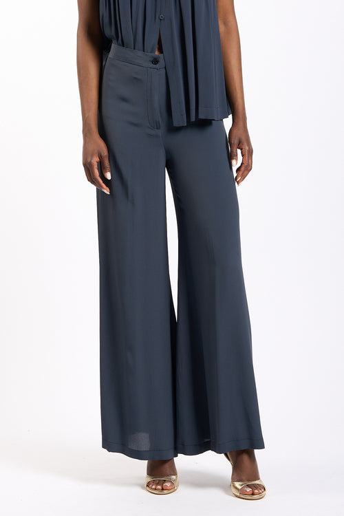 Semicouture Pantalone Avril Misto Seta Blu Donna