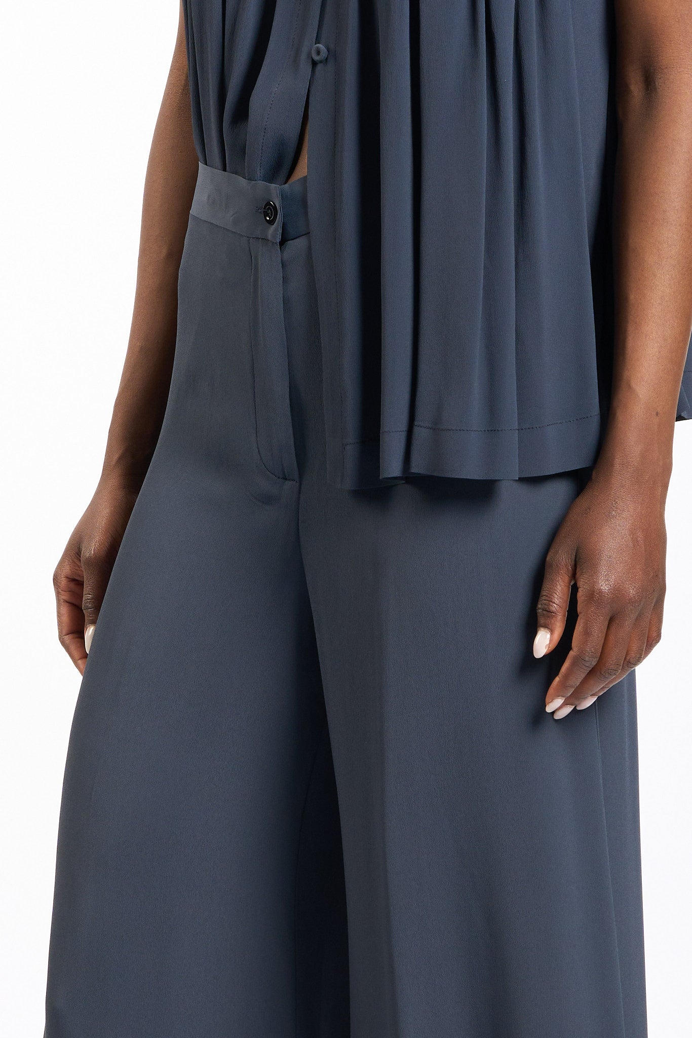 Semicouture Pantalone Avril Misto Seta Blu Donna-3