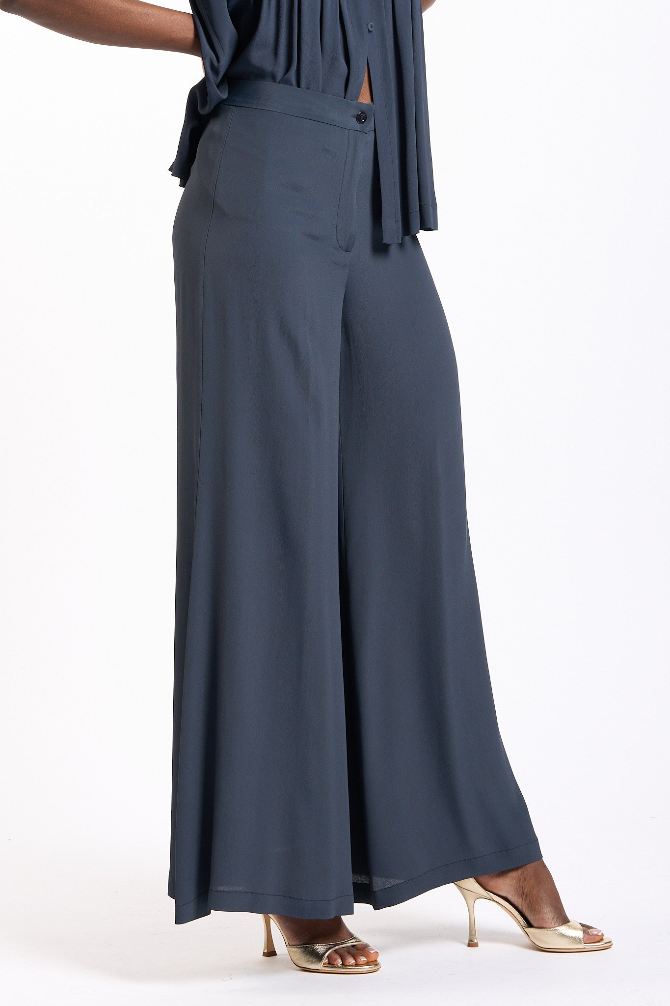 Semicouture Pantalone Avril Misto Seta Blu Donna-4