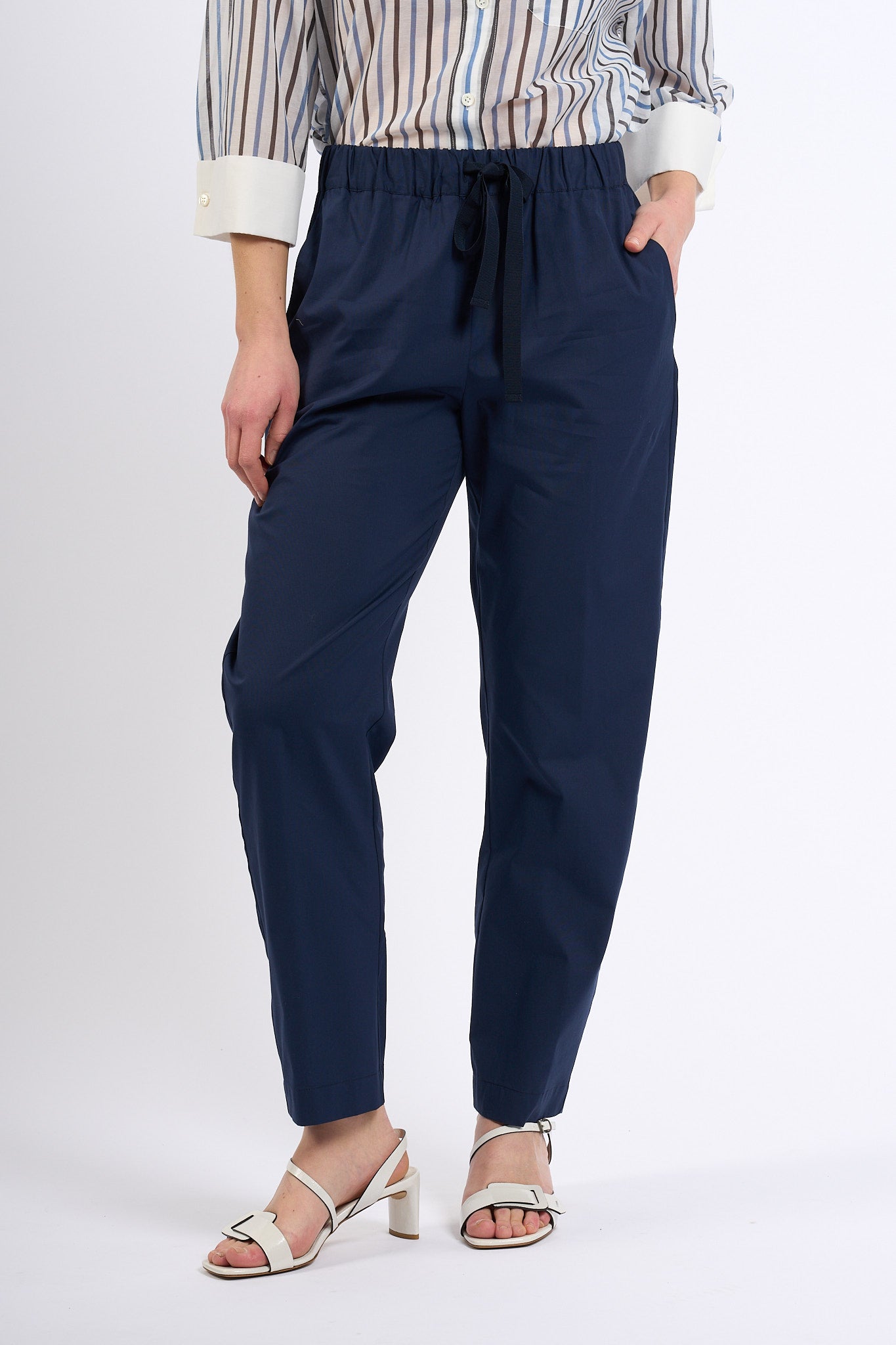 Semicouture Pantalone BUDDY con Elastico Blu Donna-3