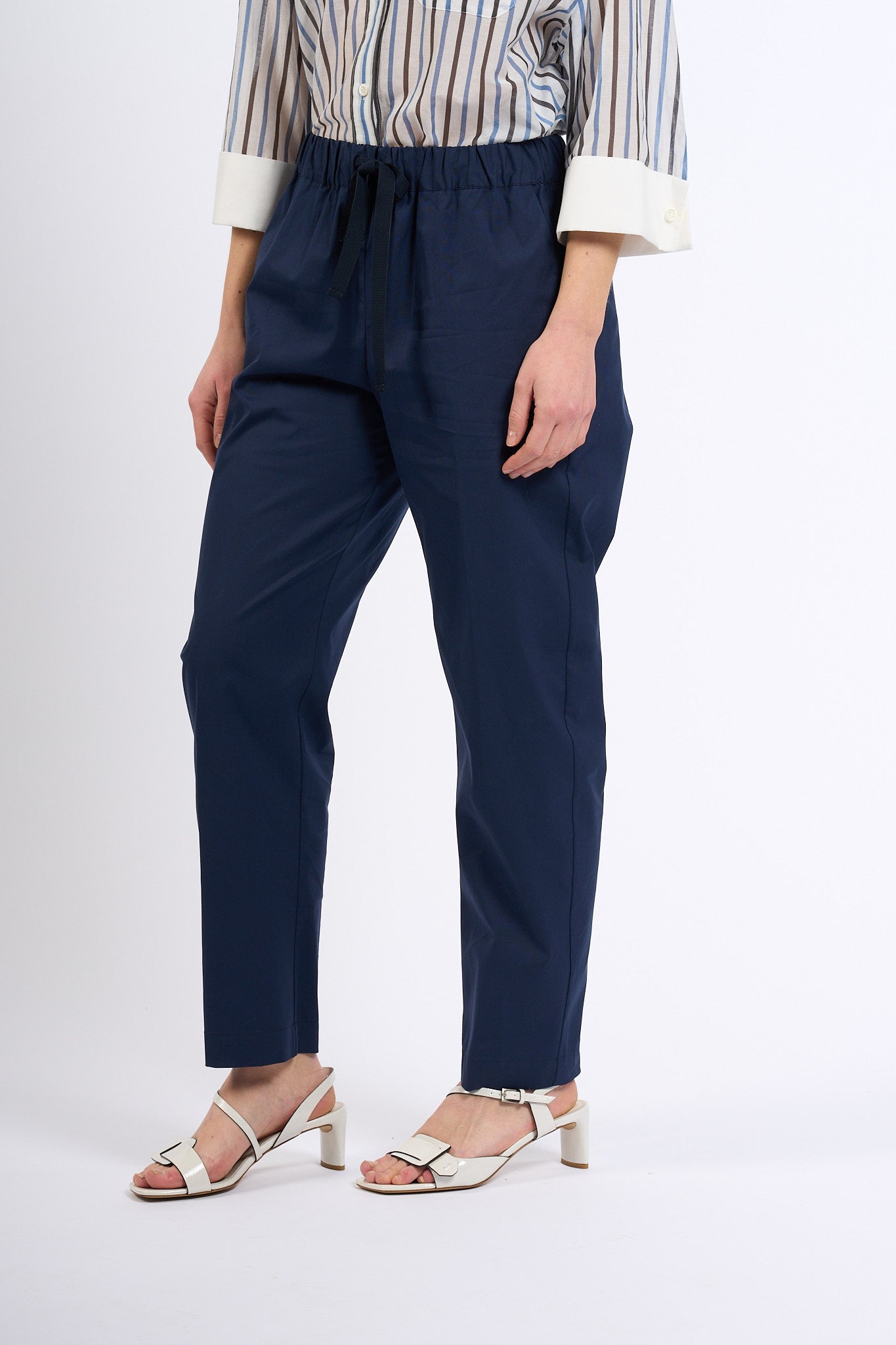 Semicouture Pantalone BUDDY con Elastico Blu Donna-6