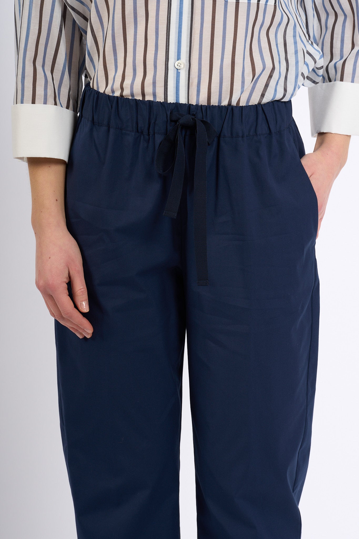Semicouture Pantalone BUDDY con Elastico Blu Donna-5