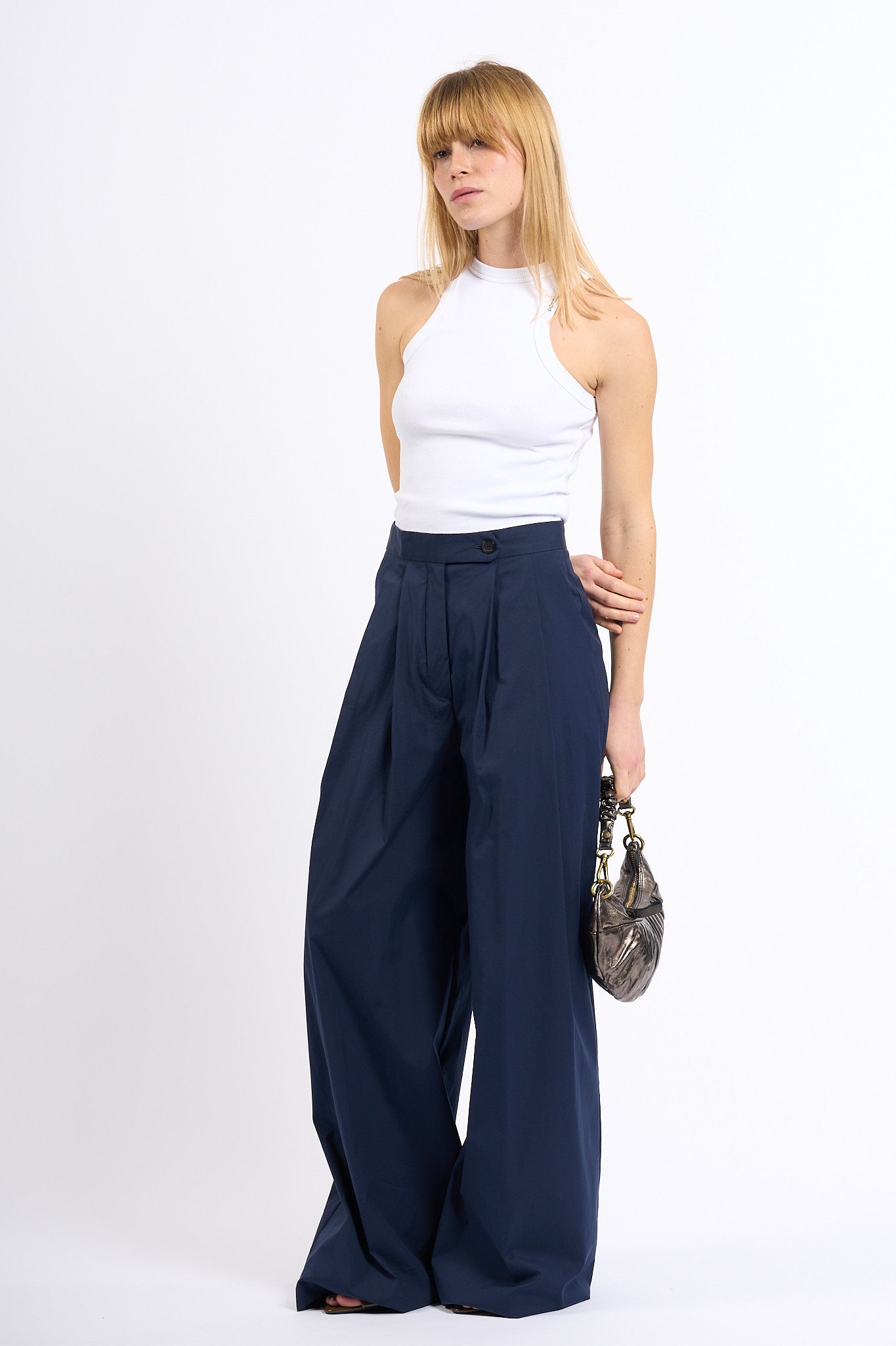 Semicouture Pantalone CAMELIA Ampio Blu Donna-7