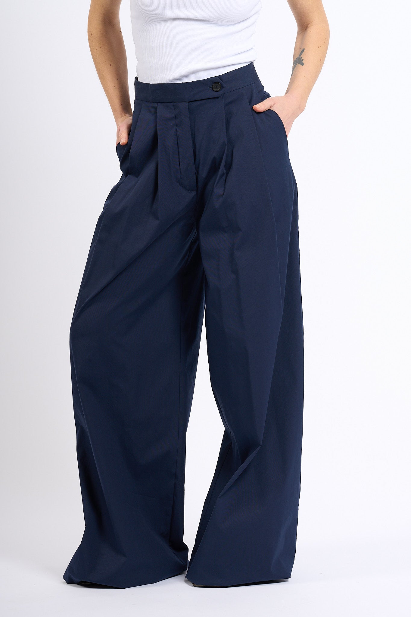 Semicouture Pantalone CAMELIA Ampio Blu Donna-4