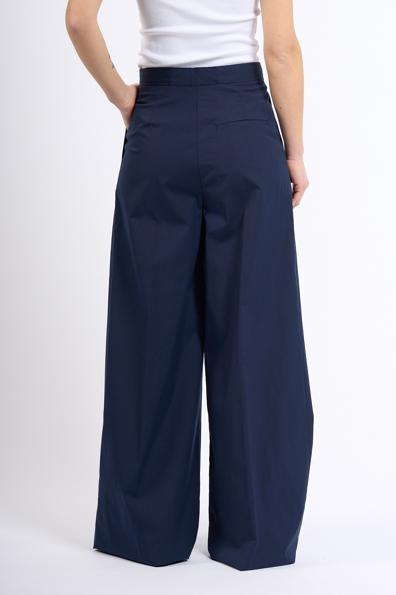 Semicouture Pantalone CAMELIA Ampio Blu Donna-5