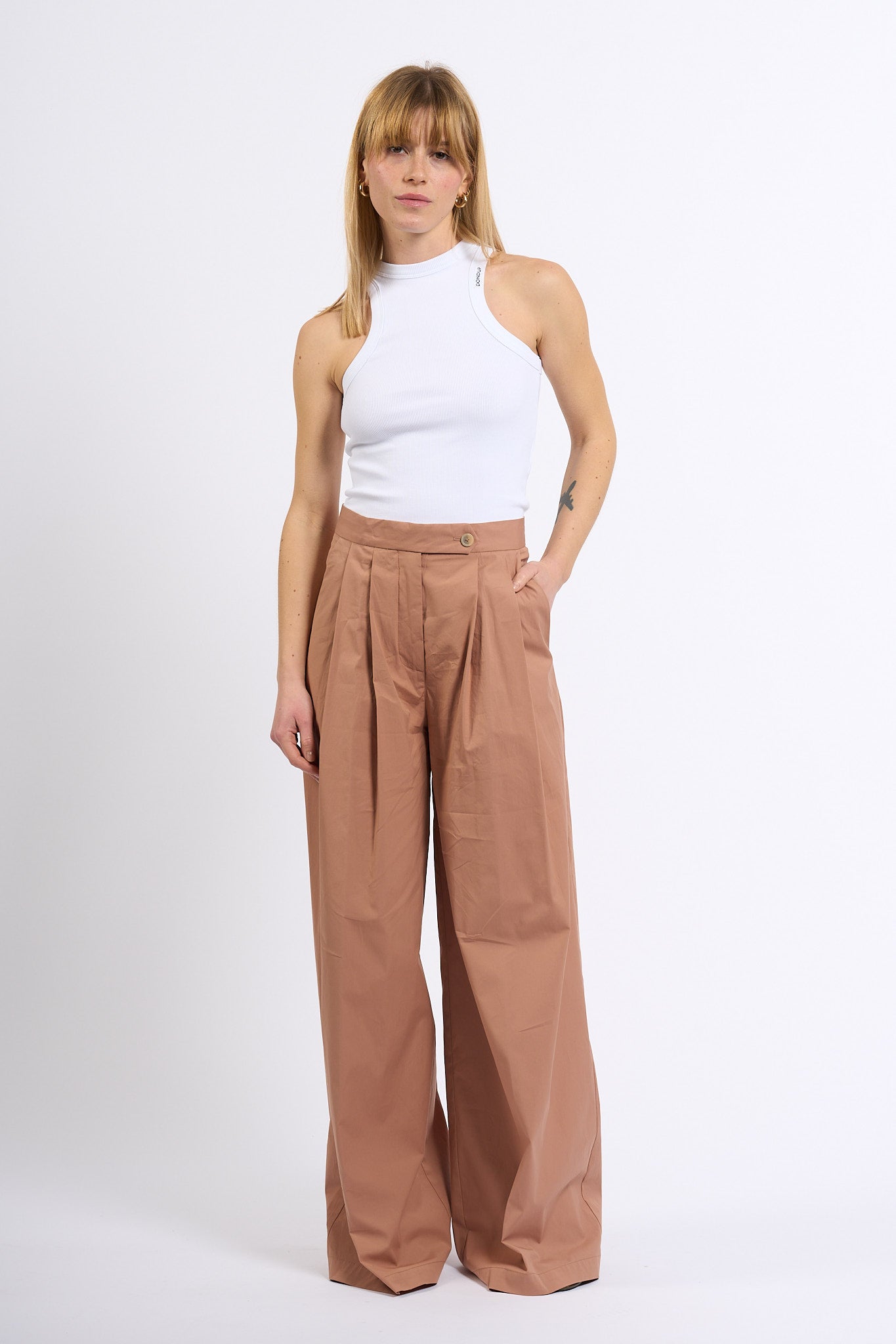 Semicouture Pantalone CAMELIA Ampio Rosa Donna-7