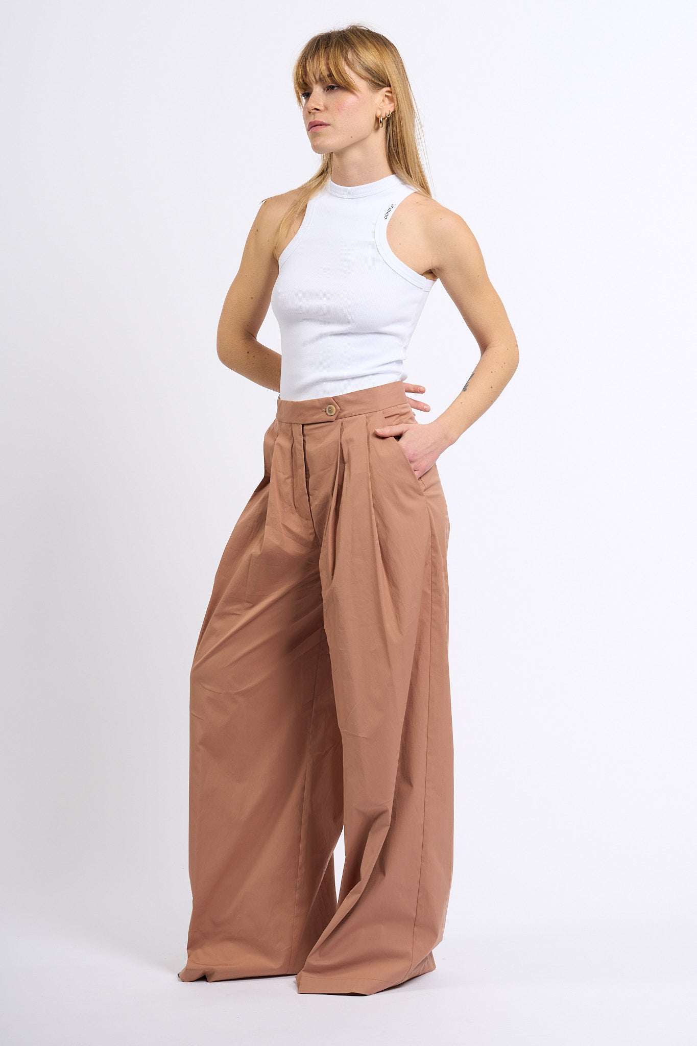 Semicouture Pantalone CAMELIA Ampio Rosa Donna-5