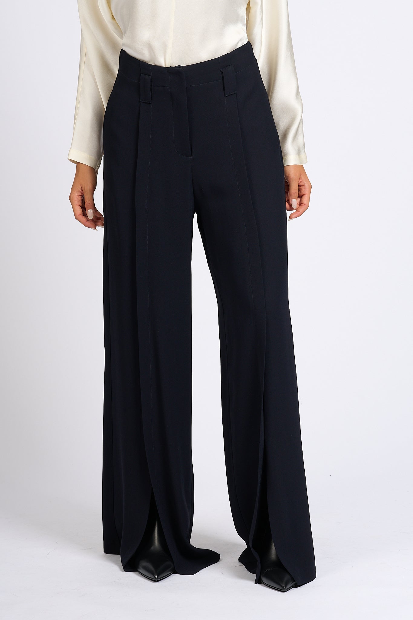 Semicouture Blue Crepe Pants Women-1