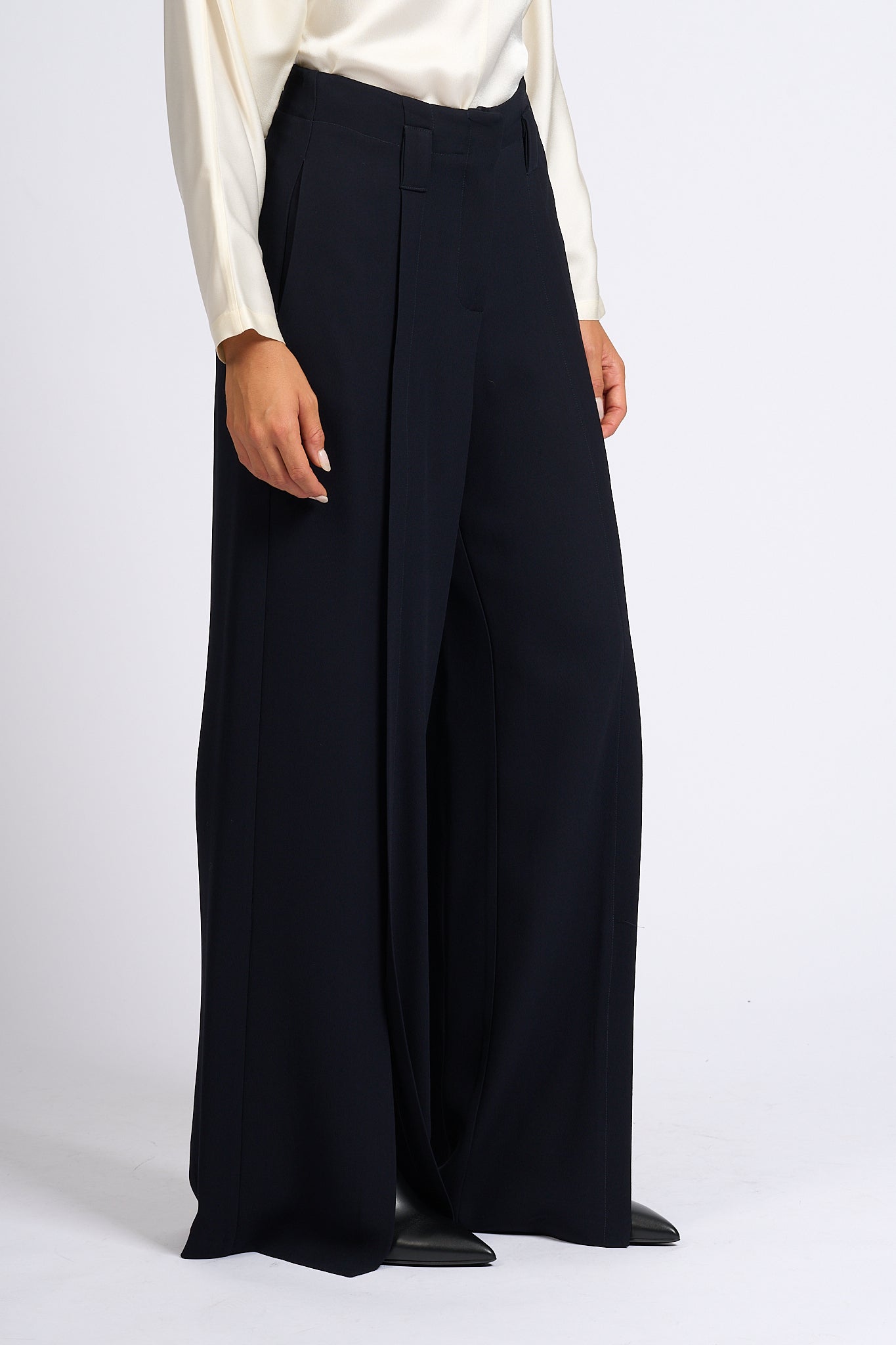 Semicouture Blue Crepe Pants Women-3