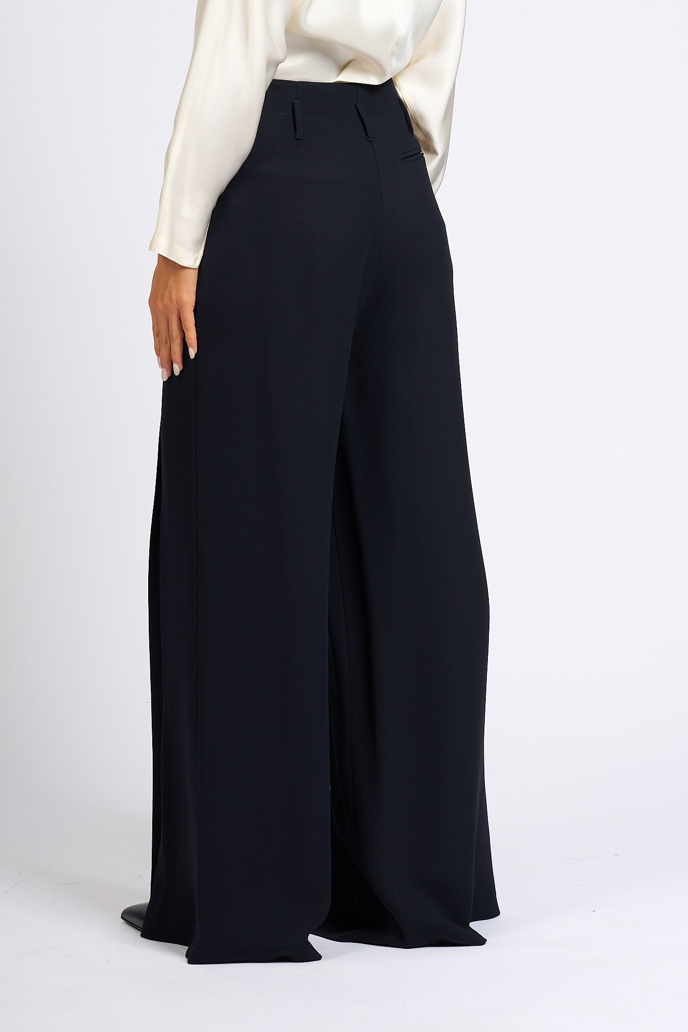 Semicouture Blue Crepe Pants Women-4