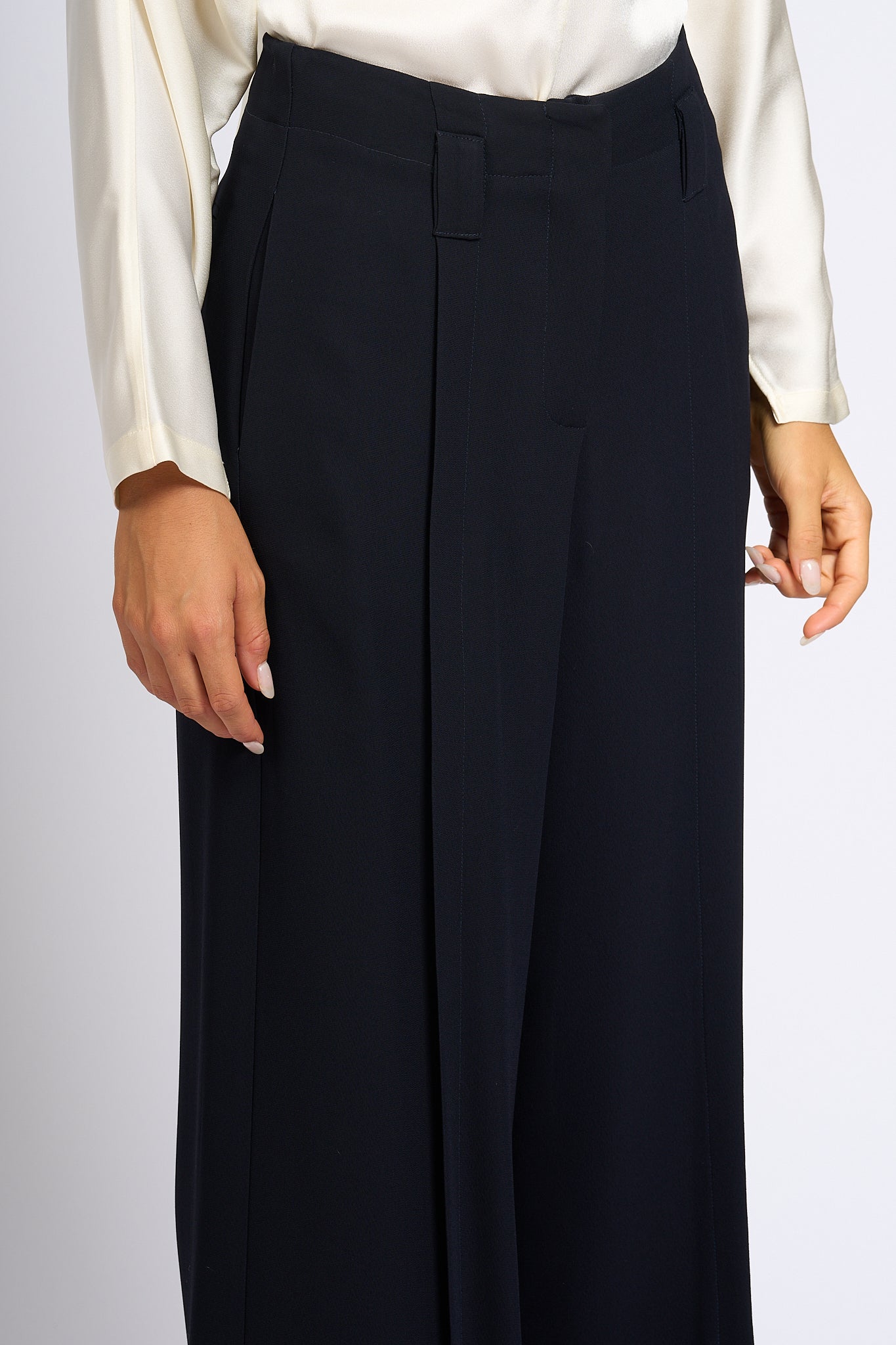 Semicouture Blue Crepe Pants Women-6